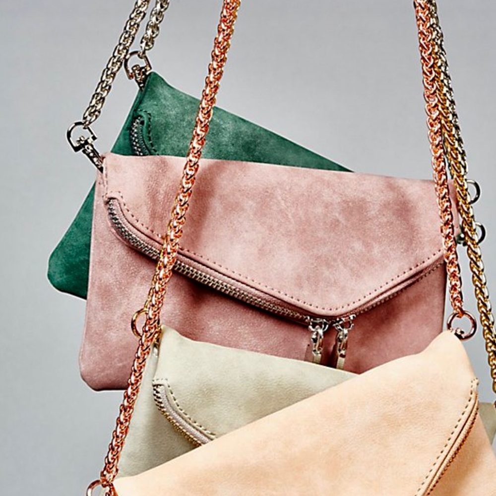 Free People Twin City Vegan Suede Crossbody bag with Wristlet attachment NWOT